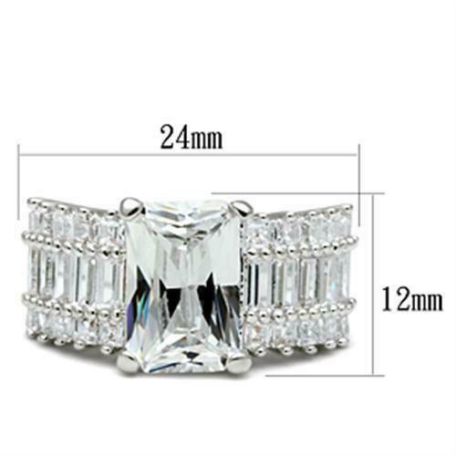 Jewellery Kingdom Ladies Silver Cz Sterling Silver Emerald Cut 8 Carat Ring - Jewelry Rings - British D'sire
