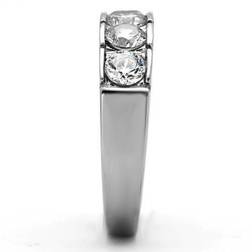 Jewellery Kingdom Ladies Silver Eternity Ring 6mm Band Stainless Steel Simulated Diamonds - Jewelry Rings - British D'sire