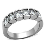 Jewellery Kingdom Ladies Silver Eternity Ring 6mm Band Stainless Steel Simulated Diamonds - Jewelry Rings - British D'sire
