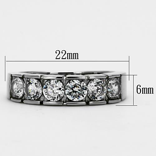 Jewellery Kingdom Ladies Silver Eternity Ring 6mm Band Stainless Steel Simulated Diamonds Secondary image