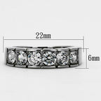 Jewellery Kingdom Ladies Silver Eternity Ring 6mm Band Stainless Steel Simulated Diamonds - Jewelry Rings - British D'sire