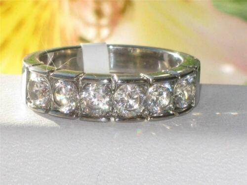 Jewellery Kingdom Ladies Silver Eternity Ring 6mm Band Stainless Steel Simulated Diamonds - Jewelry Rings - British D'sire