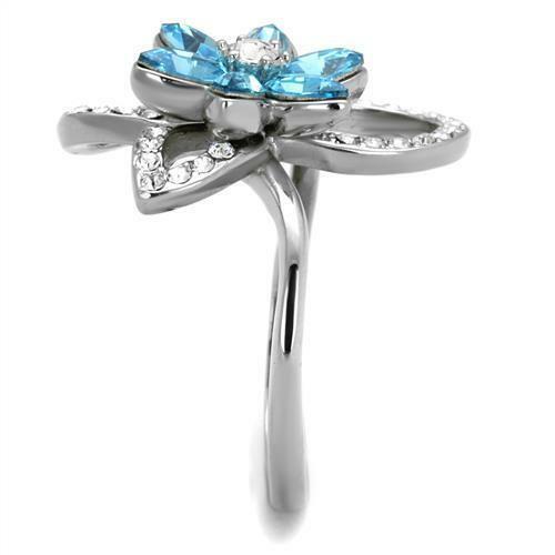 Jewellery Kingdom Ladies Silver Flower Marquise Cz Stainless Steel Cocktail Ring - Jewelry Rings - British D'sire
