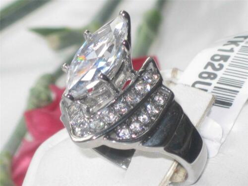 Jewellery Kingdom Ladies Silver Marquise Cut 4 Carat Cubic Zirconia Stainless Steel Ring - Jewelry Rings - British D'sire Main image