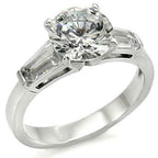 Jewellery Kingdom Ladies Silver Ring Three Stone Simulated Diamonds Stainless Steel Engagement - Jewelry Rings - British D'sire