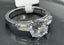 Jewellery Kingdom Ladies Silver Ring Three Stone Simulated Diamonds Stainless Steel Engagement - Jewelry Rings - British D'sire