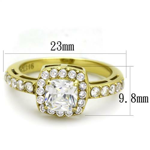 Jewellery Kingdom Ladies Simulated Diamonds Princess Steel Ring (Gold) Secondary image