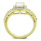 Jewellery Kingdom Ladies Simulated Diamonds Princess Clear Dress Pretty Steel Ring (Gold) - Jewelry Rings - British D'sire