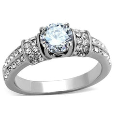 Jewellery Kingdom Ladies Simulated Diamonds Stainless Steel Solitaire Accents Silver Ring - Jewelry Rings - British D'sire