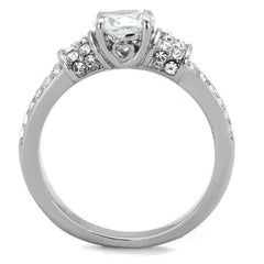Jewellery Kingdom Ladies Simulated Diamonds Stainless Steel Solitaire Accents Silver Ring - Jewelry Rings - British D'sire