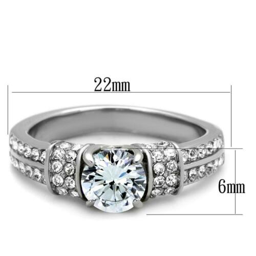 Jewellery Kingdom Ladies Simulated Diamonds Stainless Steel Solitaire Accents Silver Ring Secondary image