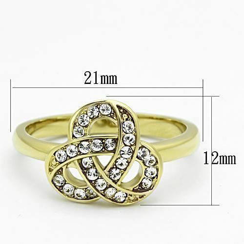 Jewellery Kingdom Ladies Simulated Diamonds Steel Cluster Knot Ring (Gold) Secondary image