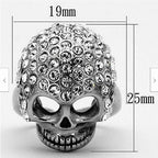 Jewellery Kingdom Ladies Skull Stainless Steel Emerald Cz Goth Biker Handmade Ring - Jewelry Rings - British D'sire