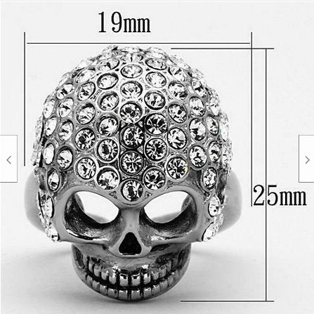Jewellery Kingdom Ladies Skull Stainless Steel Emerald Cz Goth Biker Handmade Ring - Jewelry Rings - British D'sire