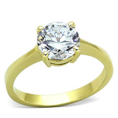 Jewellery Kingdom Ladies Solitaire 150carat Engagement Clear Sparkling Realistic Ring (Gold) - Jewelry Rings - British D'sire Main image