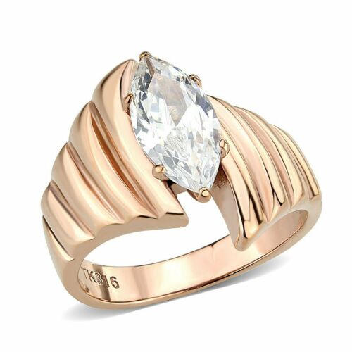 Jewellery Kingdom Ladies Solitaire 18k Rose Gold Cubic Zirconia Steel 2.50ct Marquise Ring - Jewelry Rings - British D'sire Main image