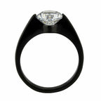 Jewellery Kingdom Ladies Solitaire 2 Carat Cubic Zirconia Stainless Steel Ring (Black) - Jewelry Rings - British D'sire