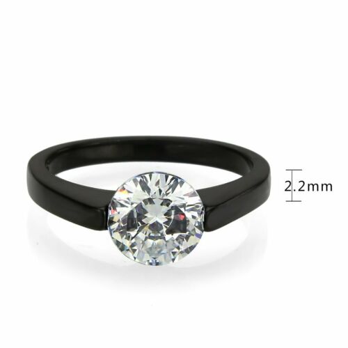 Jewellery Kingdom Ladies Solitaire 2 Carat Cubic Zirconia Stainless Steel Ring (Black) Secondary image
