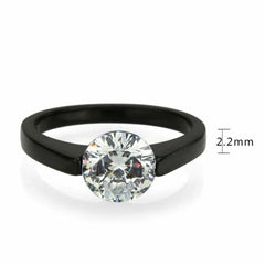 Jewellery Kingdom Ladies Solitaire 2 Carat Cubic Zirconia Stainless Steel Ring (Black) - Jewelry Rings - British D'sire