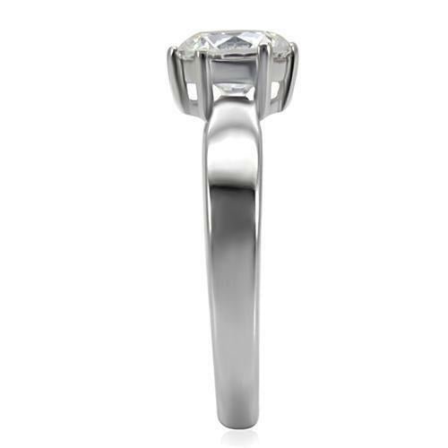 Jewellery Kingdom Ladies Solitaire 2 Carat Stainless Steel Cubic Zirconia Silver Ring - Jewelry Rings - British D'sire