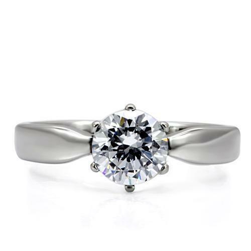 Jewellery Kingdom Ladies Solitaire 2 Carat Stainless Steel Cubic Zirconia Silver Ring - Jewelry Rings - British D'sire