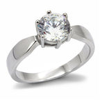 Jewellery Kingdom Ladies Solitaire 2 Carat Stainless Steel Cubic Zirconia Silver Ring - Jewelry Rings - British D'sire