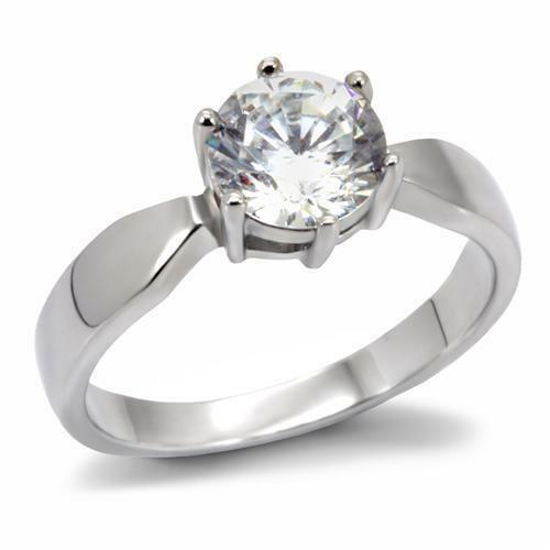 Jewellery Kingdom Ladies Solitaire 2 Carat Stainless Steel Cubic Zirconia Silver Ring - Jewelry Rings - British D'sire