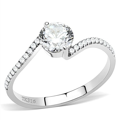 Jewellery Kingdom Ladies Solitaire 2.25 Carat Engagement Cz Stainless Steel Accents Ring (Silver) - Jewelry Rings - British D'sire