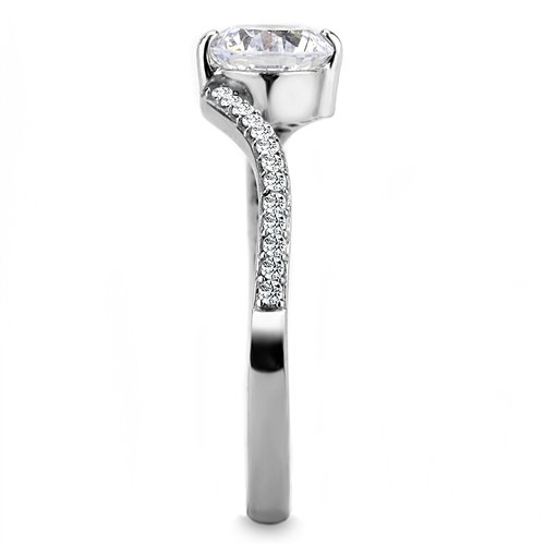 Jewellery Kingdom Ladies Solitaire 2.25 Carat Engagement Cz Stainless Steel Accents Ring (Silver) - Jewelry Rings - British D'sire