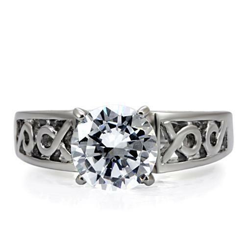 Jewellery Kingdom Ladies Solitaire 3 Carat Cubic Zirconia Grade Stainless Steel Silver Ring Secondary image