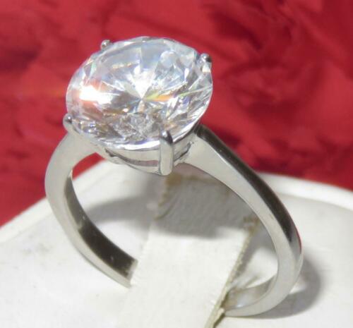 Jewellery Kingdom Ladies Solitaire 4 Carat 10mm Cz Stainless Steel Engagement Ring (Silver) - Jewelry Rings - British D'sire