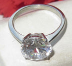 Jewellery Kingdom Ladies Solitaire 4 Carat 10mm Cz Stainless Steel Engagement Ring (Silver) - Jewelry Rings - British D'sire