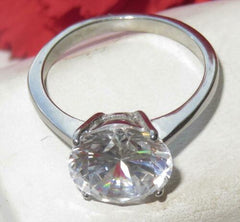 Jewellery Kingdom Ladies Solitaire 4 Carat 10mm Cz Stainless Steel Engagement Ring (Silver) - Jewelry Rings - British D'sire