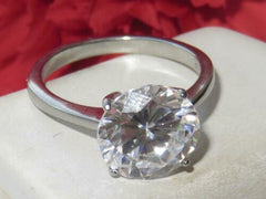 Jewellery Kingdom Ladies Solitaire 4 Carat 10mm Cz Stainless Steel Engagement Ring (Silver) - Jewelry Rings - British D'sire