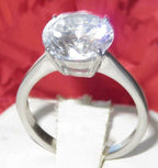 Jewellery Kingdom Ladies Solitaire 4 Carat 10mm Cz Stainless Steel Engagement Ring (Silver) - Jewelry Rings - British D'sire