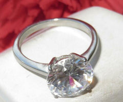 Jewellery Kingdom Ladies Solitaire 4 Carat 10mm Cz Stainless Steel Engagement Ring (Silver) - Jewelry Rings - British D'sire