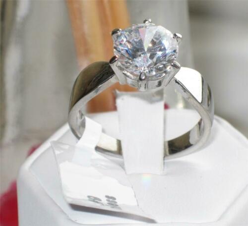 Jewellery Kingdom Ladies Solitaire 4 Carat Engagement Cubic Zirconia Stainless Steel Sparkle Ring (Silver) - Jewelry Rings - British D'sire Main image