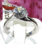 Jewellery Kingdom Ladies Solitaire 4K Cubic Zirconia Stainless Steel Ring (Silver) - Jewelry Rings - British D'sire