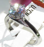 Jewellery Kingdom Ladies Solitaire 4K Cubic Zirconia Stainless Steel Ring (Silver) - Jewelry Rings - British D'sire