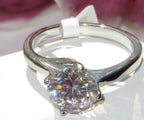 Jewellery Kingdom Ladies Solitaire 4K Cubic Zirconia Stainless Steel Ring (Silver) - Jewelry Rings - British D'sire