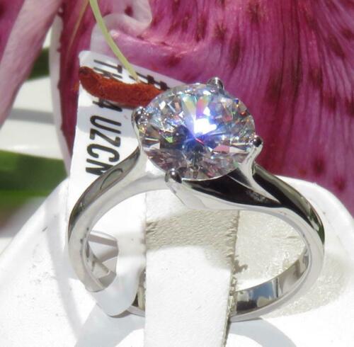 Jewellery Kingdom Ladies Solitaire 4K Cubic Zirconia Stainless Steel Ring (Silver) - Jewelry Rings - British D'sire