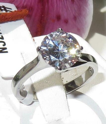 Jewellery Kingdom Ladies Solitaire 4K Cubic Zirconia Stainless Steel Ring (Silver) - Jewelry Rings - British D'sire