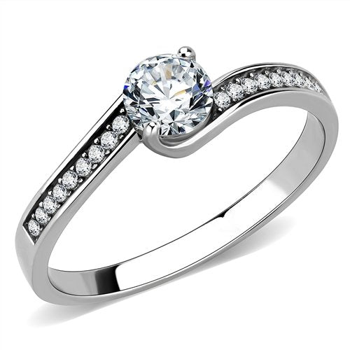 Jewellery Kingdom Ladies Solitaire Accents 1.25 Carat Stainless Steel Engagement Ring (Silver) - Jewelry Rings - British D'sire Main image