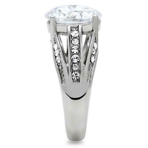 Jewellery Kingdom Ladies Solitaire Accents 6 Carat Cz Stainless Steel Cocktail Ring (Silver) - Jewelry Rings - British D'sire