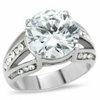 Jewellery Kingdom Ladies Solitaire Accents 6 Carat Cz Stainless Steel Cocktail Ring (Silver) - Jewelry Rings - British D'sire