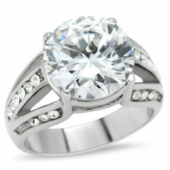 Jewellery Kingdom Ladies Solitaire Accents 6 Carat Cz Stainless Steel Cocktail Ring (Silver) - Jewelry Rings - British D'sire