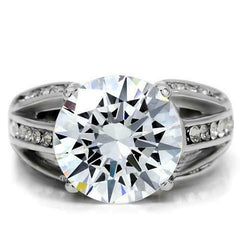 Jewellery Kingdom Ladies Solitaire Accents 6 Carat Cz Stainless Steel Cocktail Ring (Silver) - Jewelry Rings - British D'sire