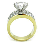 Jewellery Kingdom Ladies Solitaire Accents Channel Set 4 Carat Steel Ring (Gold) - Jewelry Rings - British D'sire