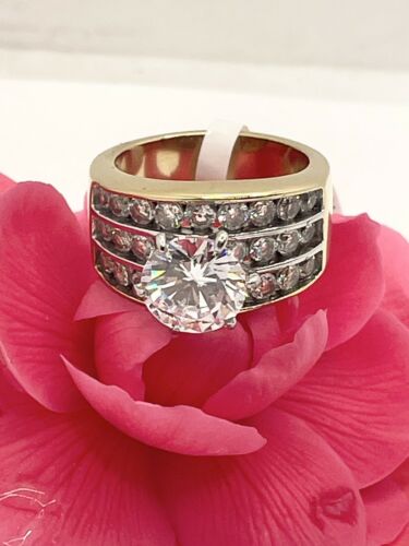 Jewellery Kingdom Ladies Solitaire Accents Channel Set 4 Carat Steel Ring (Gold) Secondary image