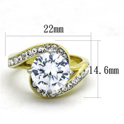 Jewellery Kingdom Ladies Solitaire Accents Cocktail 6K Cubic Zirconia Ring (Gold) Secondary image